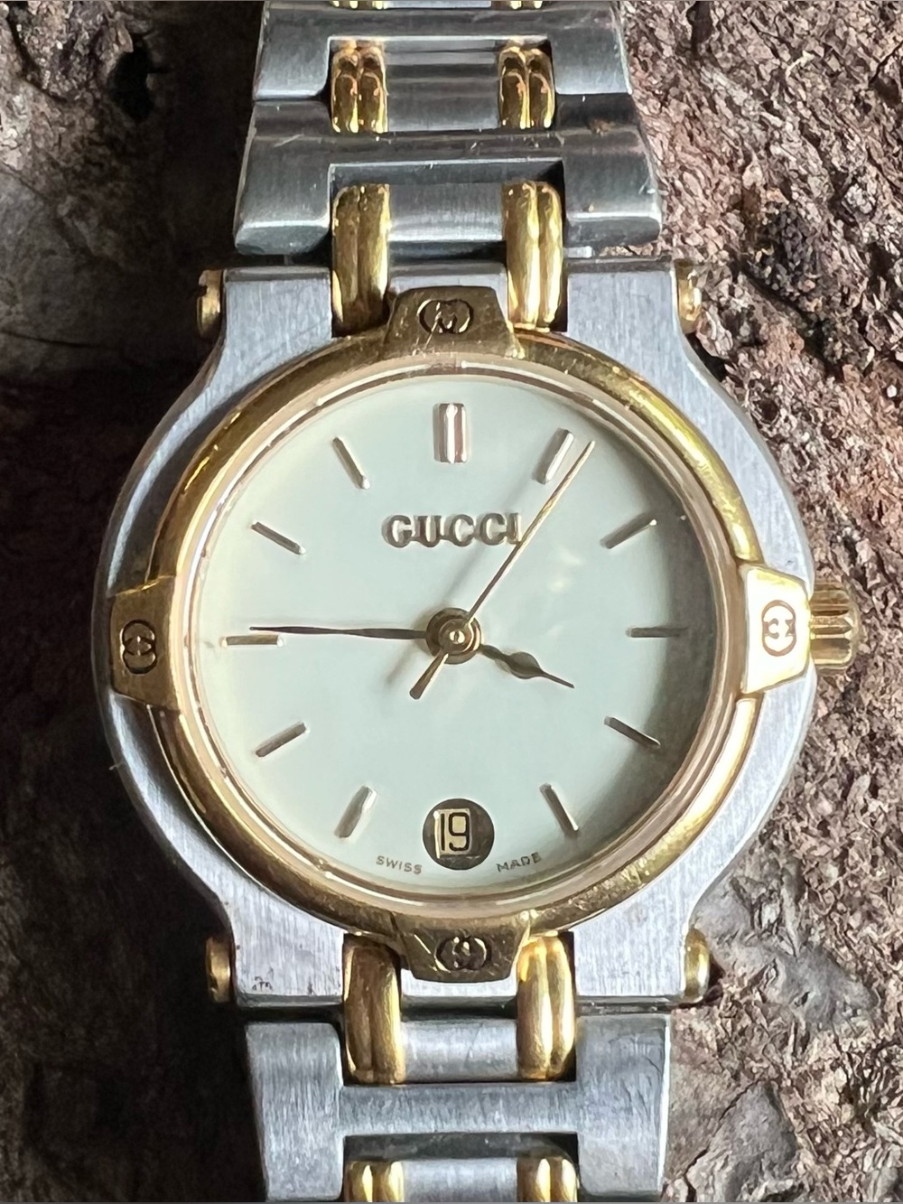 Gucci Two-Tone Gold and Silver Women's Watch with White Dial